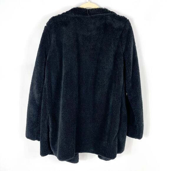 hugs by Soft Surroundings Hug Me Cardigan Sweater Black Fleece Open Pocket Sz M - Picture 6 of 6